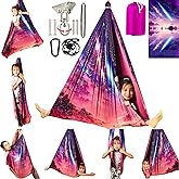 HiCamer Double Layer Sensory Swing for Kids & Adults Holds up to 300lbs Indoor and Outdoor Therapy Cuddle Swing with 360° Swivel Hanger Kit Adjustable with Aspergers Autism ADHD (Fantasy Pink)