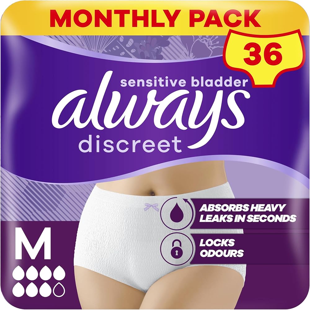 Always Discreet Incontinence Pants Women Medium UK 10-16 36 Underwear 9 x 4
