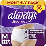 Always Discreet Incontinence Pants Women Medium UK 10-16 36 Underwear 9 x 4