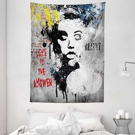 Amazon Com Ambesonne Graffiti Tapestry Modern And Grunge Wall A Girl And Words Casual Youth Urban Fashion Print Wall Hanging For Bedroom Living Room Dorm Decor 60 X 80 Yellow Grey Home Amazon Com Ambesonne Graffiti Tapestry Modern And Grunge Wall A Girl And Words Casual Youth Urban Fashion Print Wall Hanging For Bedroom Living Room Dorm Decor 60 X 80 Yellow Grey Home