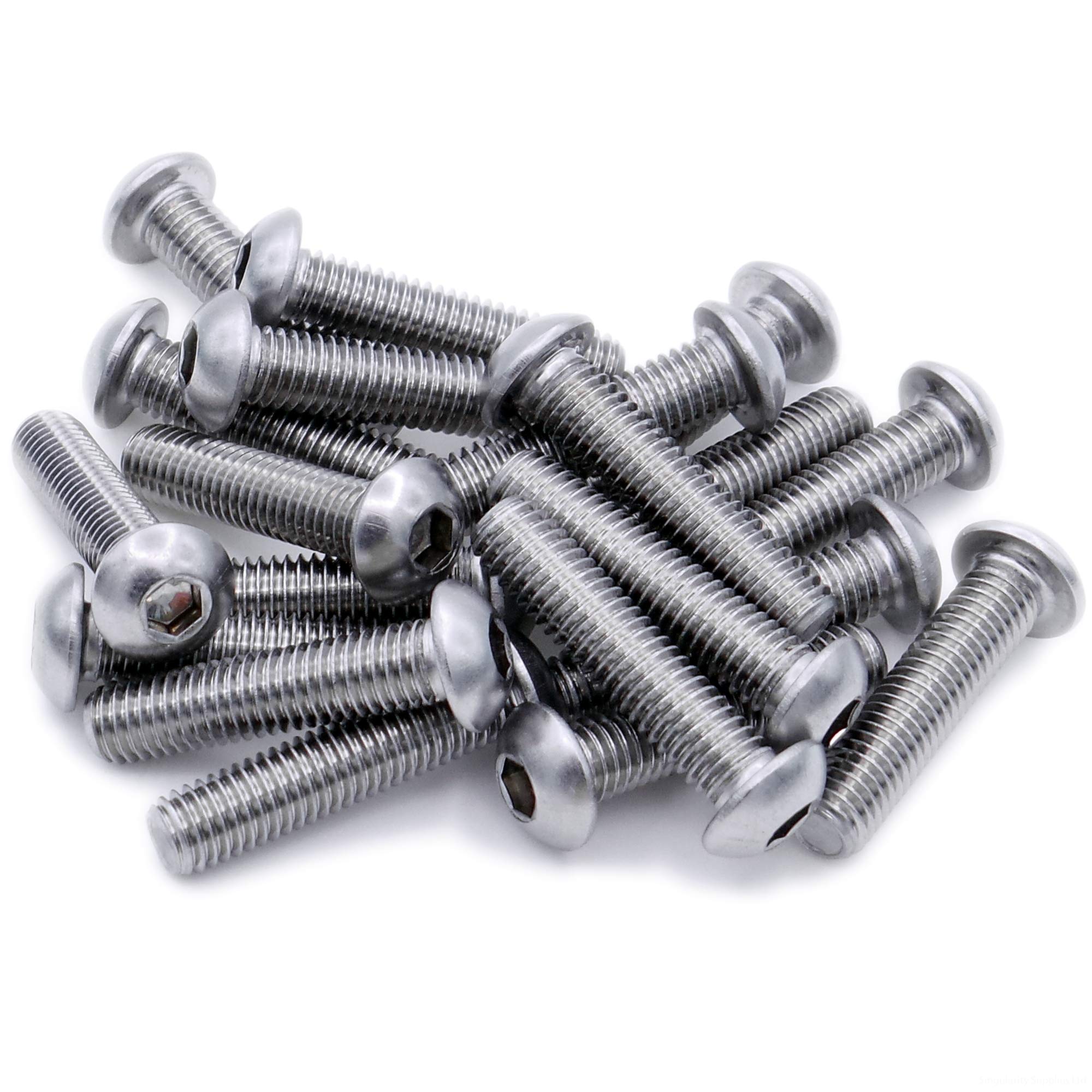 M5 (5mm x 22mm) Hex Socket Button Machine Screw (Bolt) - Stainless Steel (A2) (Pack of 20)