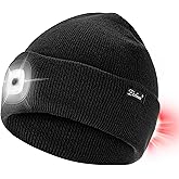 Etsfmoa Unisex Hat with Light,Front White Light and Rear red Light Dual LED Cap,Gifts for Men Dad Rechargeable Beanie