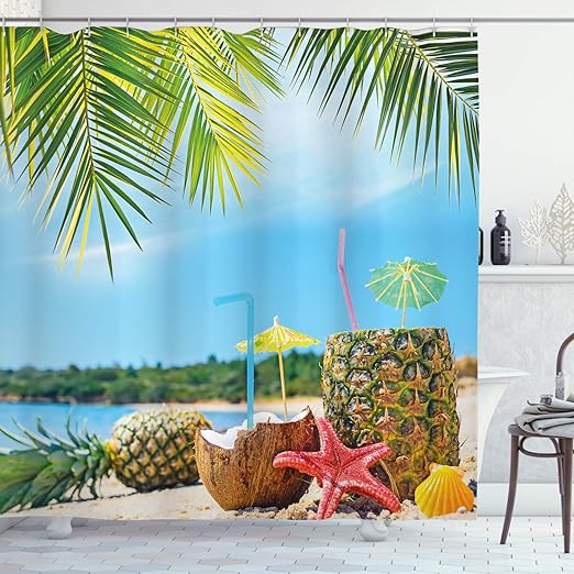 Amazon Com Ambesonne Tropical Shower Curtain Fresh Summer Fruits