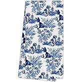 EGBTL Chinoiserie Shih Tzu Kitchen Towels, Shih Tzu Gifts for Women Hand Towels for Bathroom Decor, Shihtzu Gifts, Blue and White Grandmillennial Dog Dishcloths Dish Towel for Kitchen 16x24 Inches