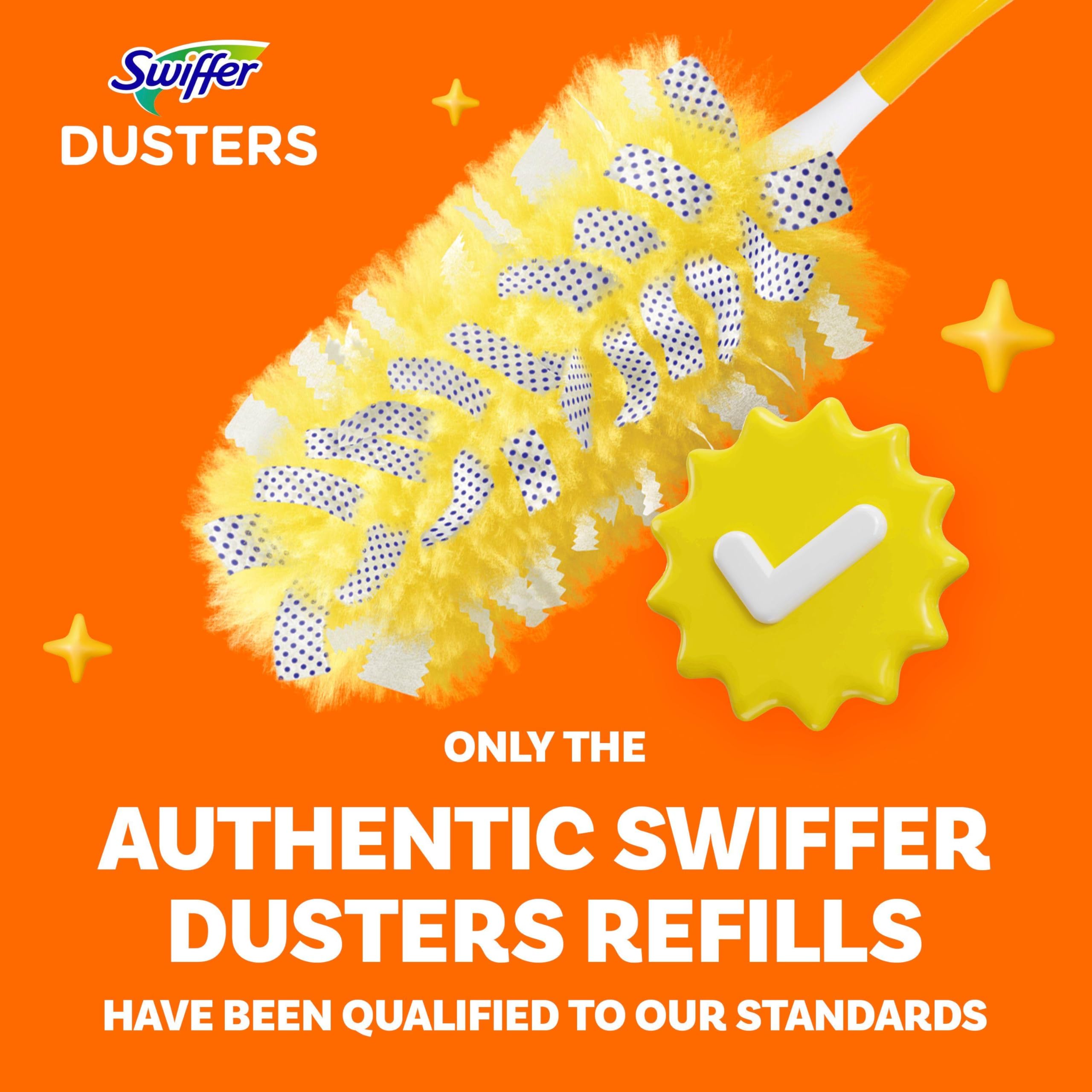 Swiffer Dusters Refill for Cleaning, Feather & Microfiber Duster Disposable Alternative, For Dusting Furniture, Blinds, Ceiling Fans, Walls, Helps Remove Allergens, Heavy Duty, Unscented, 11ct
