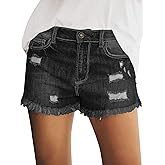 Utyful Women's Casual Summer Ripped Washed Distressed Stretch Denim Jean Shorts