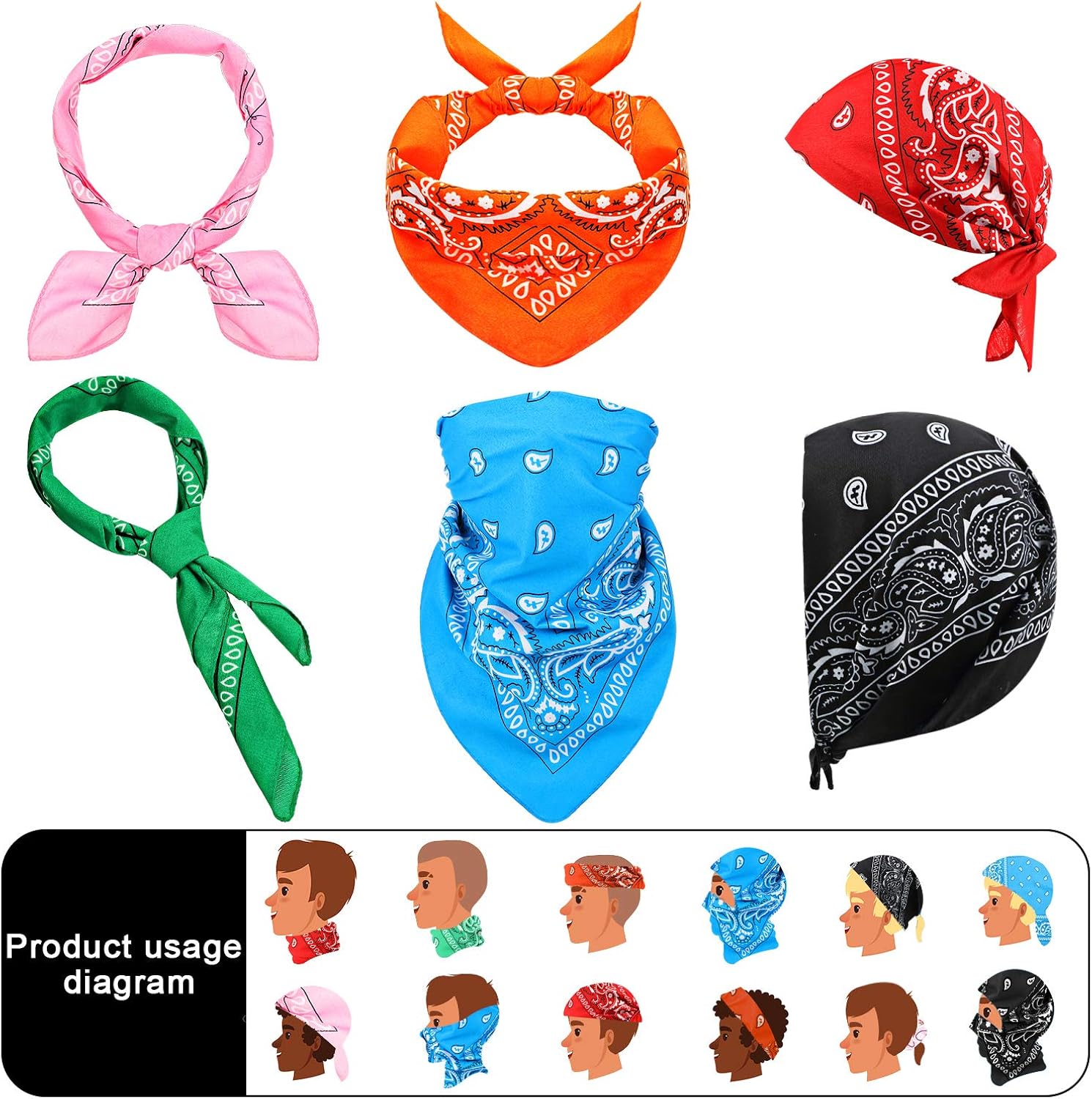 36 Pieces Paisley Cowboy Bandana Novelty Scarf Polyester Headband Handkerchief: Clothing
