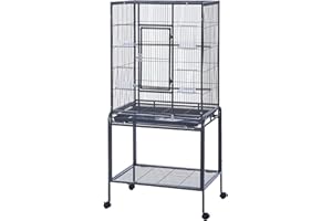 Panana Large Budgie Cage Metal Bird Cage with Stand Rolling Parrot Cage for Cockatiels African Grey Conures Parakeets Lovebird Finch Canary Bird Flight Cage for Small Pet Animals (53 Inch Height)