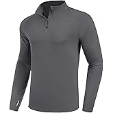 PINSPARK Men's UV Long Sleeve Quarter Zip Pullover Rash Guard