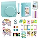 Fujifilm Instax Mini 9 or Mini 8 Instant Camera Accessories Bundle 11 Piece Gift Set Kit Includes BLUE Case with Strap, Albums, Filters, Selfie lens, Hanging + Creative Frames, 60 stickers & More