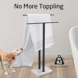 KES Freestanding Towel Rail with Marble Base Black 2 Tiers SUS304 view 2