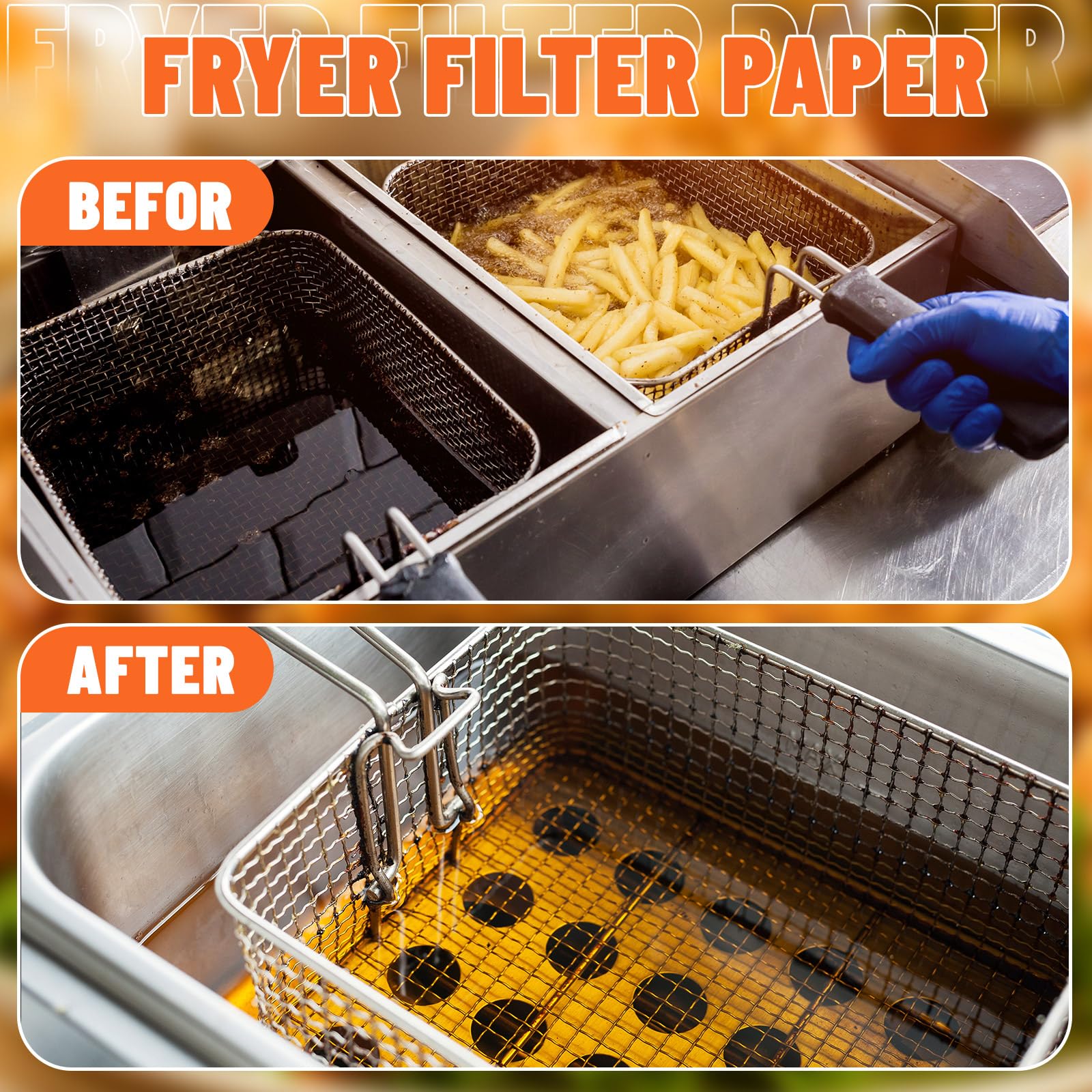 100 Pcs Filter Paper Fryer Filter Sheets for Restaurant Food Truck Food Stand Oil Filtration (19.5 x 27.5 Inch)