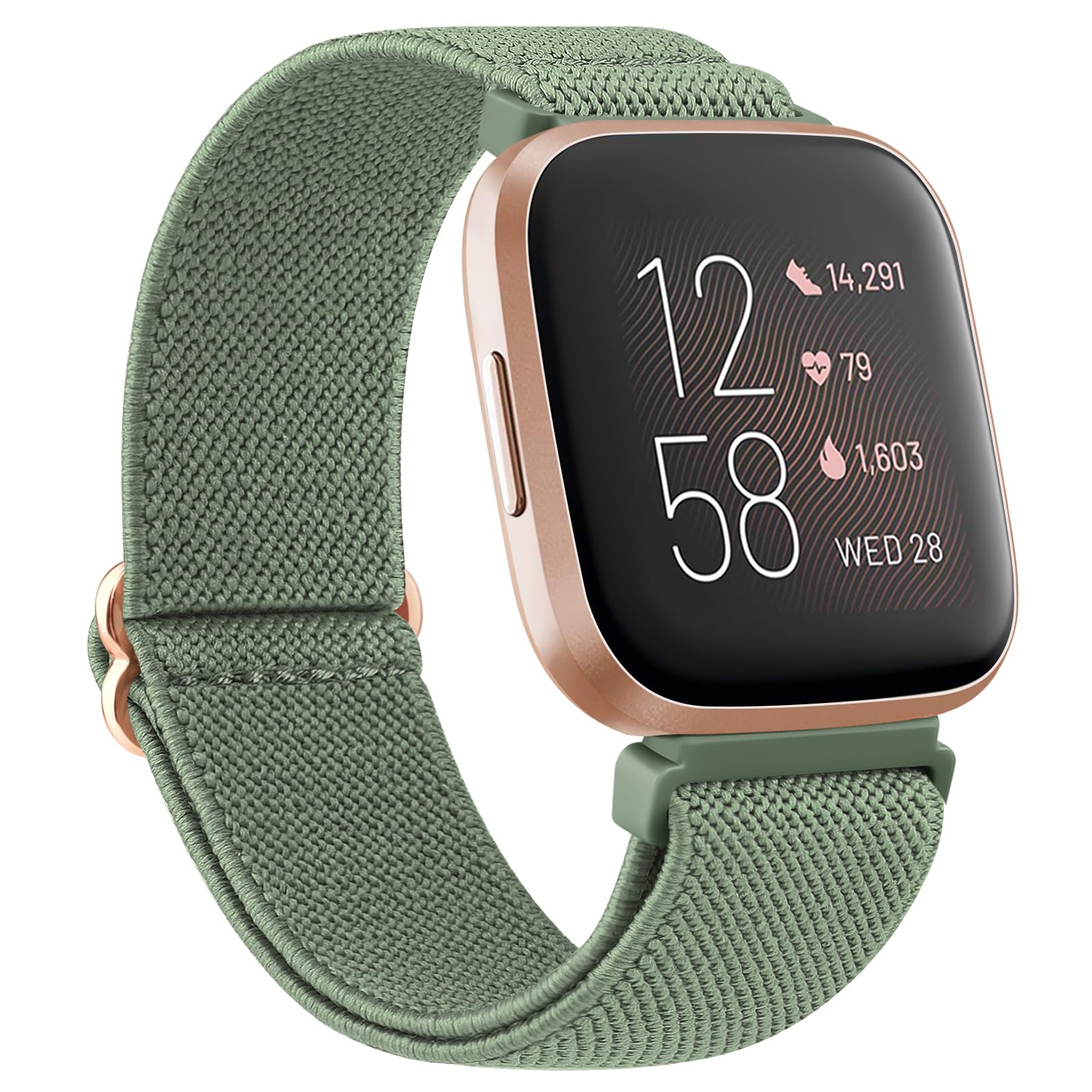 Wanme Stretchy Straps Compatible with Fitbit Versa 2 Straps for Women Men,Fitbit Versa Strap,Soft Stretchy Adjustable Nylon Breathable Sport Strap for Fitbit Versa 2/Versa/Versa Lite/SE (X-Cactus) — image 1
