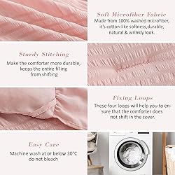 ALEISSEL Blush Pink Seersucker Comforter Twin Size