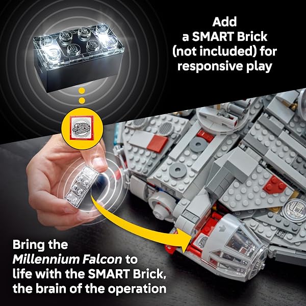 LEGO STAR WARS SMART PLAY: MILLENNIUM FALCON STARSHIP BUILDING TOY FOR KIDS – COMPATIBLE SET WITH 4 SMART TAGS AND 4 MINIFIGURES – GIFT FOR BOYS, GIRLS AND FANS AGES 9+ – 75426