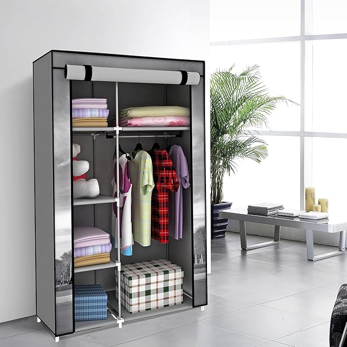 EBS Armoire en Toile Portable et Penderie Pliante de Rangement avec la