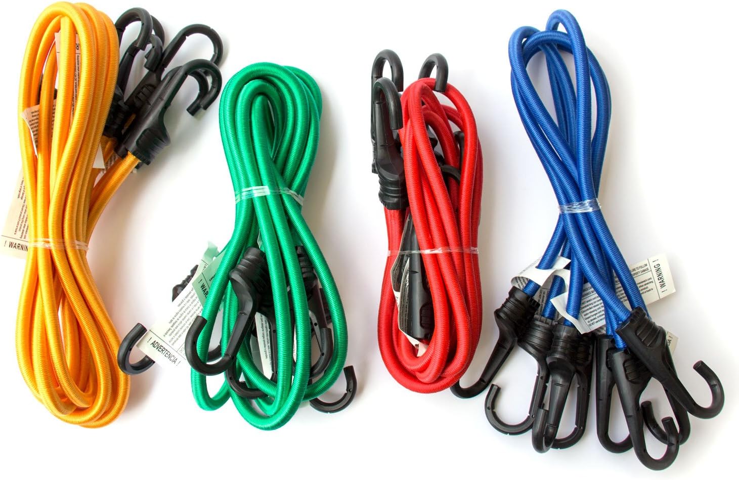 Bungee Cord Assortment - Premium 16 Piece Set with Plastic Coated Metal Hooks: Automotive