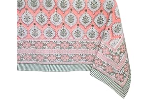 ATOSII Kari 100% Cotton Fall Tablecloth, Handblock Print Rectangle Table Cover for Kitchen Dining Linen I Parties, Thanksgiving, Christmas, Wedding, Fall Decor Table Cloth 60 X 90 Inches
