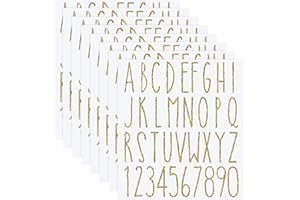 CLABBY 8 Sheets Vinyl Letter Stickers Waterproof Self Adhesive Letter Numbers Alphabet Modern Mailbox Numbers Sticker for DIY Mailbox House Home Business Address(1 Inch,Gold)