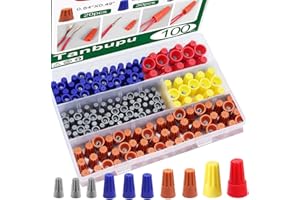 Tanbupu 100PCS Electrical Wire Caps Wire Connectors Nuts Kit, 22-10AWG Insulating Insert Twist Wire Connectors with Spring, Screw on Terminals Assortment Set Quick Connection