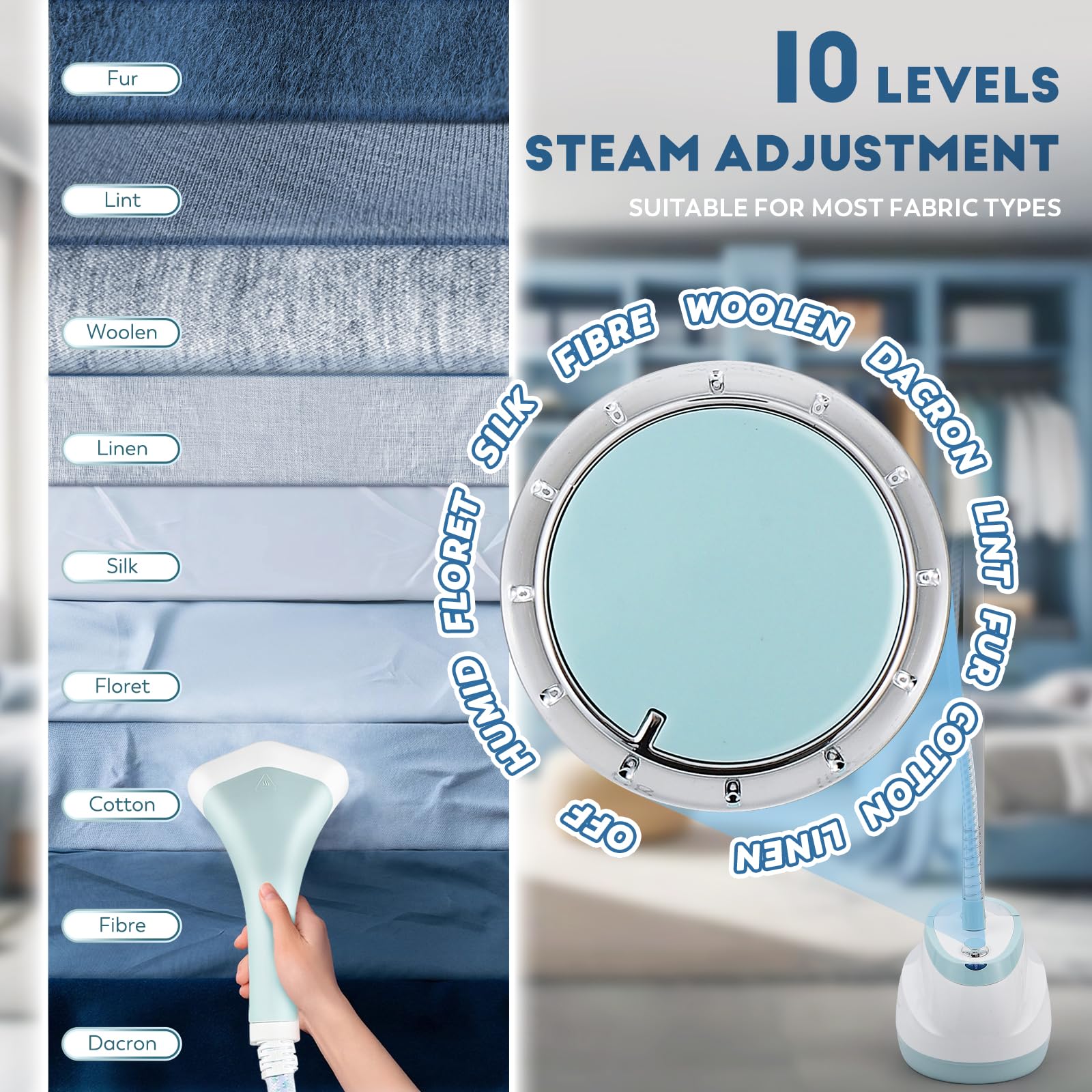 CGOLDENWALL 2-in-1 Standing Garment Steamer for Clothes with Flat & Hanging Iron Options, Powerful Wrinkle Remover, 1-Hour Continuous Steaming, Includes Garment Hanger, Ironing Board, and Gloves