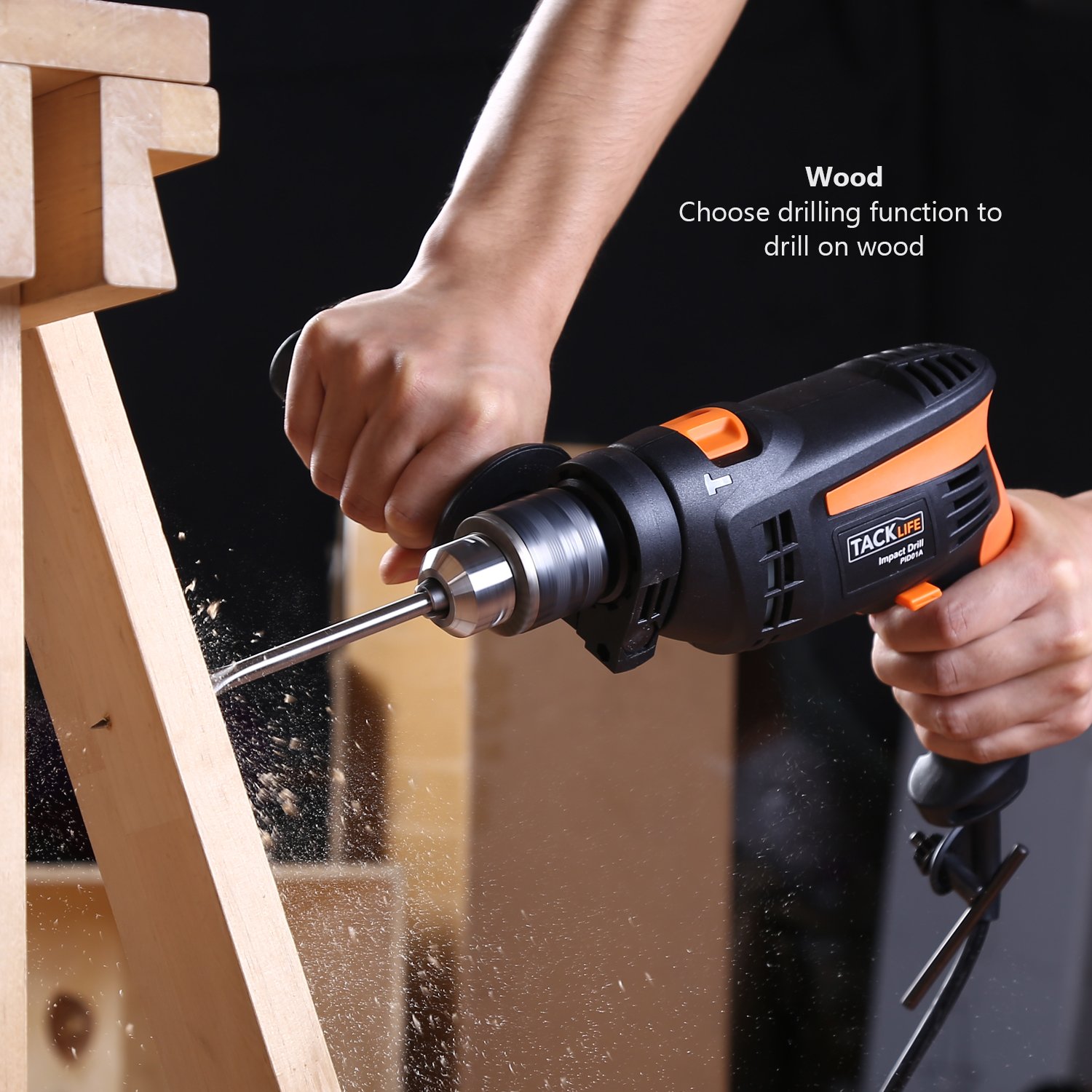 Hammer Drill, Tacklife 1/2In. 2800rpm Dual Drills Mode, Variable Speed