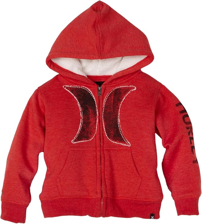 Hurley Little Boys' Vintage Hurley Zip Hoody, Red Heather
