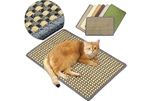 Pethave Cat Scratching Mat,23.6 x 15.7inch Sisal Cat Scratchers for Indoor Cats with Velcro Tapes,Stick on Floor Wall Cat Scratcher,Horizontal Cat Scratcher Protect Carpets and Sofas (Grid Style)…