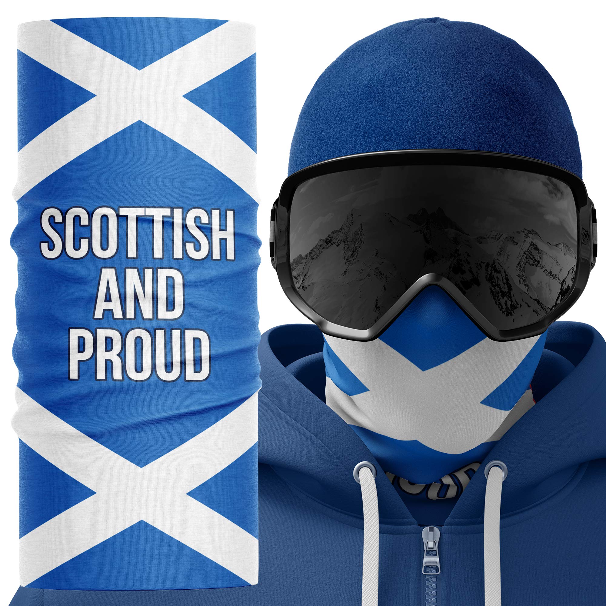Purple Print House Face Cover Snood, Scottish and Proud, Scotland Flag Snood Scarf, Motorcyle Mask Football Rugby Face Protection Dust Wind (Scottish and Proud)