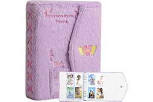 SZHTSWU A5 Binder Kpop Plush Photocard Album with 20 Pcs Inner 3 Inch Photo Album Sleeves in Loose Leaf Refillable 6 Rings Binder Cover Photocard Holder Book for Picture Cards Storage (Purple)