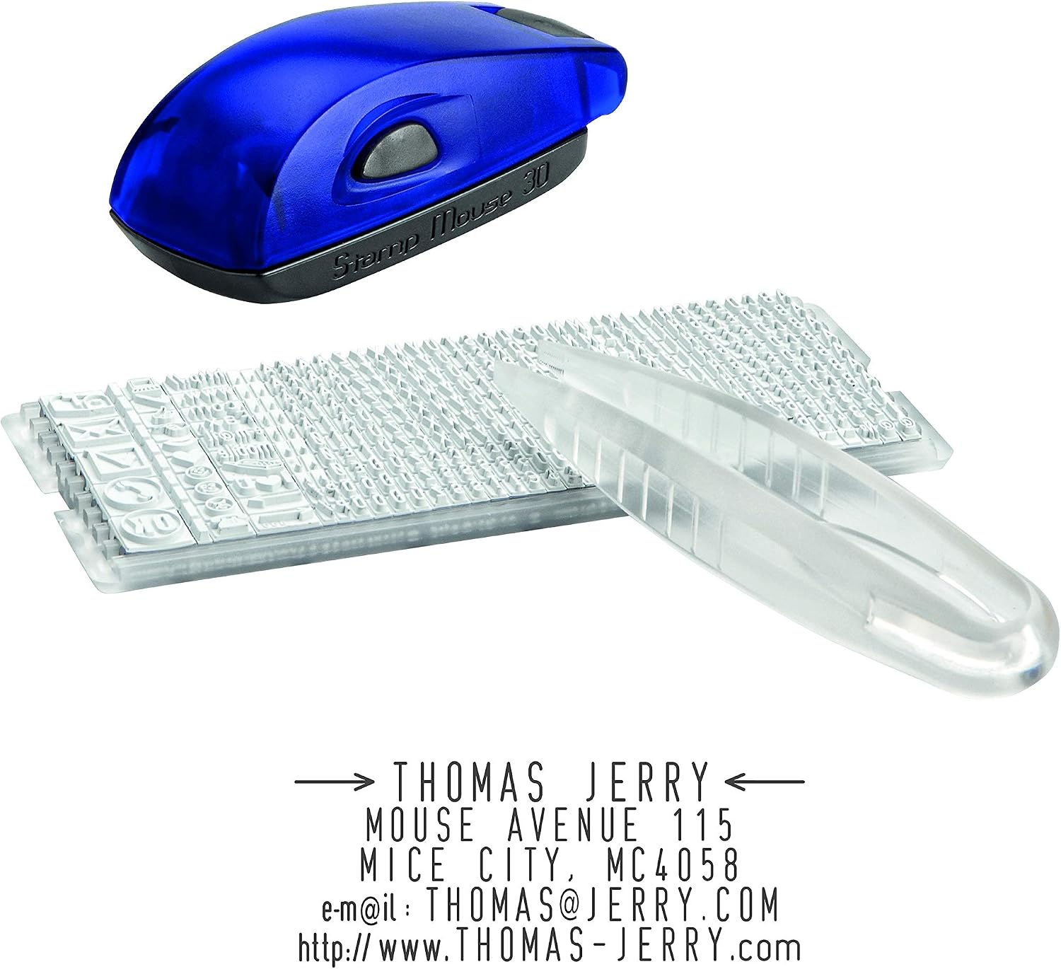 COLOP Stamp Mouse Set of 30 - DIY Stamps with Types and Tweezers, Blau, 18 x 47 mm
