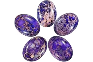 TUMBEELLUWA Sea Sediment Jasper Oval Stone Cabochons Flatback Semi-precious CAB for Jewelry Making Pack of 5