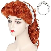 Yan Dream Long Curly Copper Red Updo Wig 50's Housewife Wig Halloween Costume Wigs for Women Adult