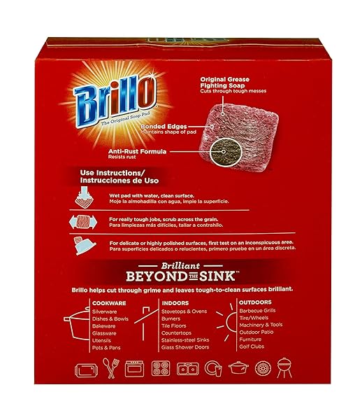 BRILLO STEEL WOOL SOAP PADS, LONG LASTING, ORIGINAL SCENT CLEANING, 18 COUNT (ORIGINAL, 18 COUNT (PACK OF 1))