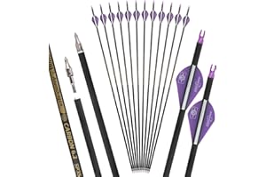 wolfman 31" Pure Carbon Arrows Archery Practice Hunting Arrows Spine 300 350 400 500 600 with Removable Tips Targeting Arrows