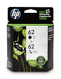 HP 62 Black & Tri-color Original Ink Cartridges, 2 pack (N9H64FN)