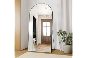 Dolonm 71x32 Inch Arch Full Length Mirror, Modern Design Standing Floor Mirror, Full Body Mirror for Living Room, Bedroom, Bathroom, Cloakroom, Hallway, Black(Wooden Frame)