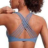 CRZ YOGA Naked Feeling Strappy Sports Bras for Women - Criss Cross Back Wireless Padded Cami Yoga Workout Top