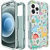 Plakill for iPhone 16 Pro Max Case for Women - Cute Girls Phone Cover Cool Aesthetic Unique Design Teen Dinosaurs Heavy Duty Protective Shockproof Military Grade Funda for iPhone 16 Pro Max