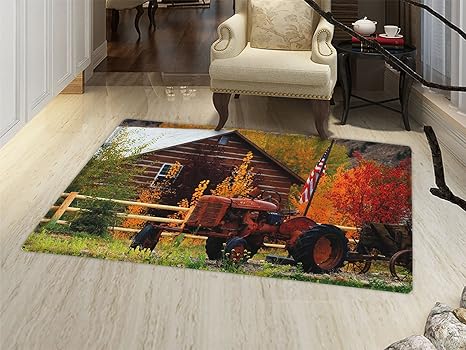 Amazon Com Smallbeefly Fall Floor Mat For Kids Rustic Cabin With