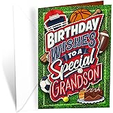 Prime Greetings Grandson Birthday Card, Made in America, Eco-Friendly, Thick Card Stock with Premium Envelope 5in x 7.75in, Packaged in Protective Mailer