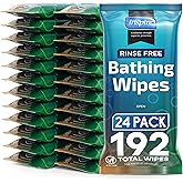 Body Wipes for adults bathing Rinse Free | Adult Wash Cloths Extra Large, Bathing Wipes for Incontinence, 8"x 8" In (192 count Bulk Pack) | By Inspire