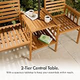 VonHaus Cannes Garden Love Seat Acacia Hardwood Outdoor Jack and Jill Loveseat view 5