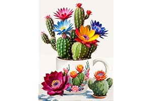 Meothan Paint by Numbers for Adults Beginners-Paint by Number Flowers DIY Acrylic Paint by Numbers Kits on Canvas Cactus Flower Drawing Colorful Paintworks Artwork for Adults Beginner 12x16inch