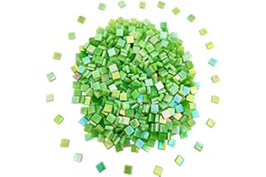 YUUDAR 500g/1.1LB Iridescent Glass Mosaic Tile Pieces,2/5 inch Easy Cut for DIY Stained Glass Tiles Mosaic Making Supplies (IC33-1E)