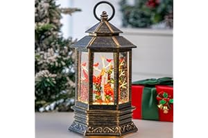 ZQQLITE Cardinal Christmas Snow Globe Lantern Indoor Decor Cardinal with Music and Timer,6H Timer,USB Lined or Battery Operated Lighted Lantern for Christmas Festival Decoration Giftsts