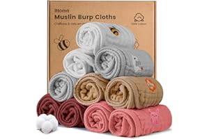lttomn Muslin Burp Cloths 10 Pack,100% Cotton Burp Cloths Baby Girl, Newborn Essential Must-Have Organic Burping Cloths, 6 Layers Cotton Soft Washcloths, Multi-Colors Face Towels 20"x11"Large (Girls)