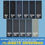 Taspire Wet and Dry Sandpaper 120-5000 Grit 75 Pieces 9 x 3 cm view 3
