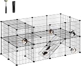 SONGMICS 2-Floor Metal Pet Playpen 36 Panels 123 x 63 x 61 cm Black