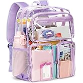Vorspack Clear Backpack Heavy Duty - Extra Large Clear Bookbag Transparent See Through Backpacks for College Work Festival - Purple